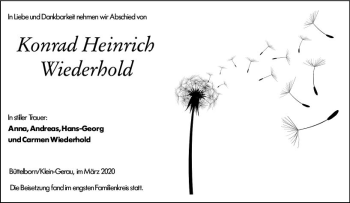 Traueranzeige von Konrad Heinrich Wiederhold von vrm-trauer