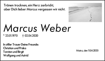 Traueranzeige von Marcus Weber von vrm-trauer