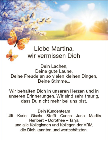 Traueranzeige von Martina  von vrm-trauer