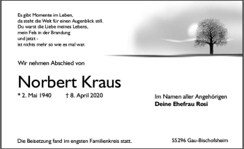 Traueranzeige von Norbert Kraus von vrm-trauer