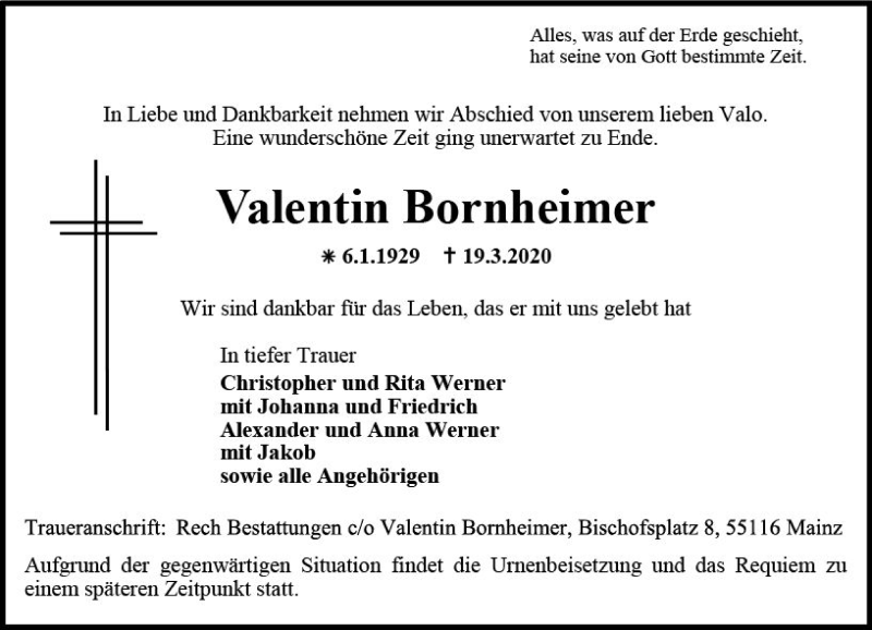  Traueranzeige für Valentin Bornheimer vom 11.04.2020 aus vrm-trauer