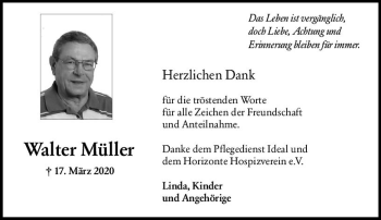 Traueranzeige von Walter Müller von vrm-trauer