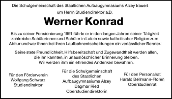 Traueranzeige von Werner Konrad von vrm-trauer