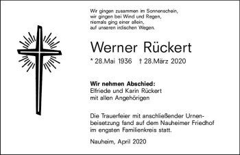Traueranzeige von Werner Rückert von vrm-trauer
