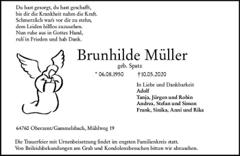 Traueranzeige von Brunhilde Müller von vrm-trauer