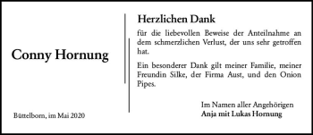 Traueranzeige von Conny Hornung von vrm-trauer