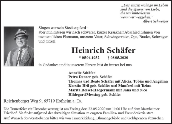 Traueranzeige von Heinrich Schäfer von vrm-trauer