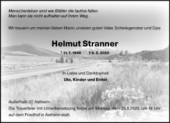 Traueranzeige von Helmut Stranner von vrm-trauer