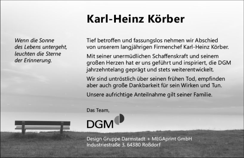  Traueranzeige für Karl-Heinz Körber vom 23.05.2020 aus vrm-trauer