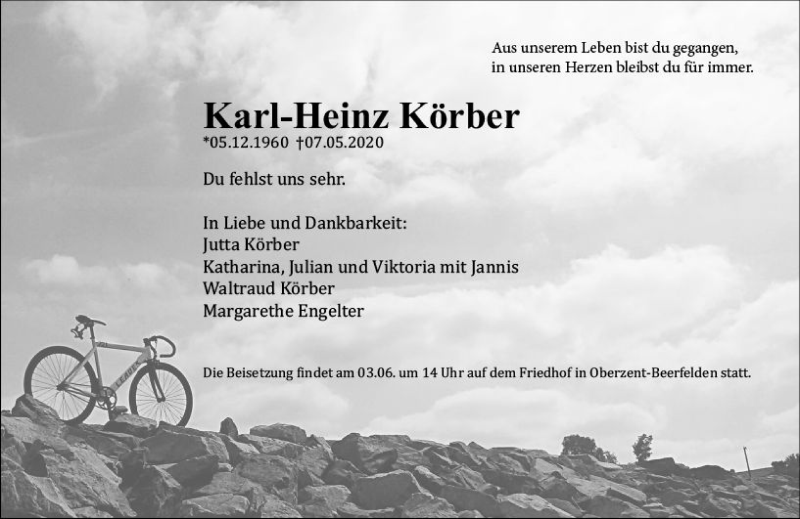  Traueranzeige für Karl-Heinz Körber vom 23.05.2020 aus vrm-trauer