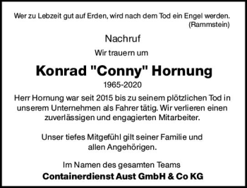 Traueranzeige von Konrad  Hornung von vrm-trauer