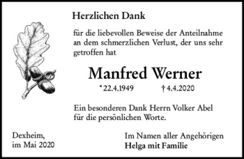 Traueranzeige von Manfred Werner von vrm-trauer