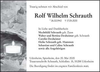 Traueranzeige von Rolf Wilhelm Schrauth von vrm-trauer
