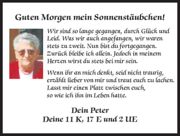 Traueranzeige von Sonnenstäubchen  von vrm-trauer