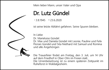 Traueranzeige von Lutz Gündel von vrm-trauer