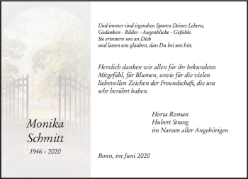 Traueranzeige von Monika Schmitt von vrm-trauer