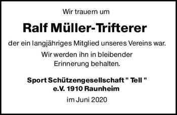 Traueranzeige von Ralf Müller-Trifterer von vrm-trauer