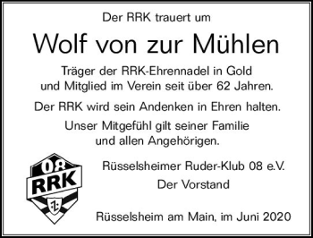 Traueranzeige von Wolf von zur Mühlen von vrm-trauer