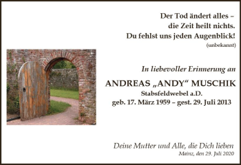 Traueranzeige von Andreas Muschik von vrm-trauer