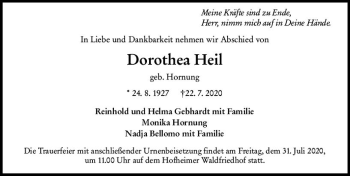 Traueranzeige von Dorothea Heil von vrm-trauer