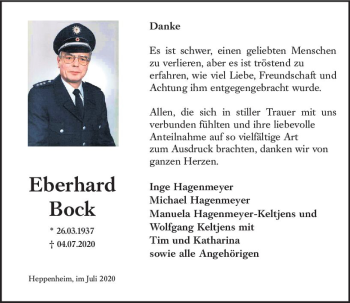 Traueranzeige von Eberhard Bock von vrm-trauer