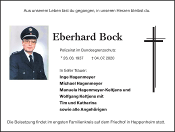 Traueranzeige von Eberhard Bock von vrm-trauer