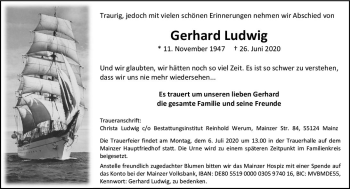 Traueranzeige von Gerhard Ludwig von vrm-trauer