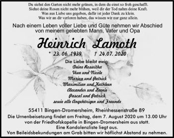 Traueranzeige von Heinrich Lamoth von vrm-trauer