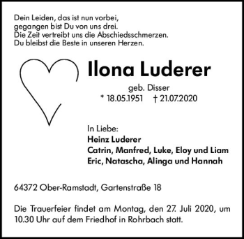 Traueranzeige von Ilona Luderer von vrm-trauer