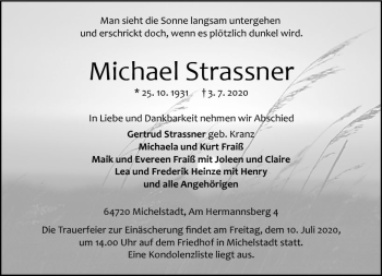 Traueranzeige von Michael Strassner von vrm-trauer
