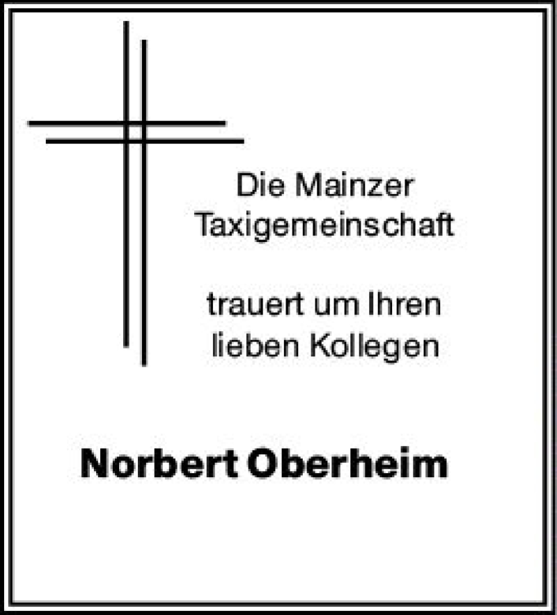  Traueranzeige für Norbert Oberheim vom 15.07.2020 aus vrm-trauer