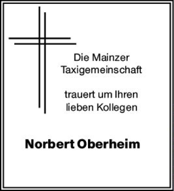 Traueranzeige von Norbert Oberheim von vrm-trauer