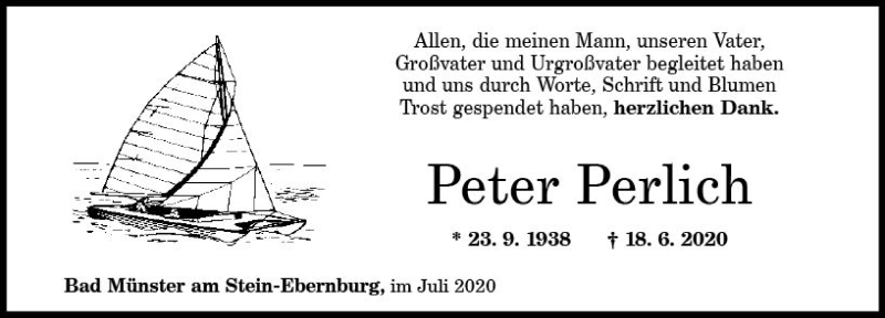  Traueranzeige für Peter Perlich vom 18.07.2020 aus vrm-trauer