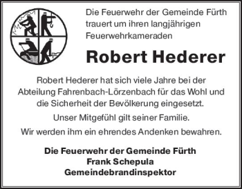 Traueranzeige von Robert Hederer von vrm-trauer