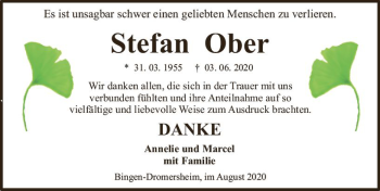 Traueranzeige von Stefan Ober von vrm-trauer