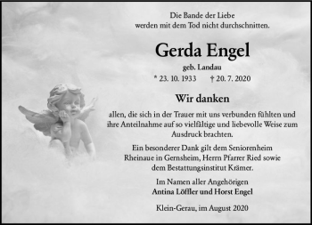 Traueranzeige von Gerda Engel von vrm-trauer