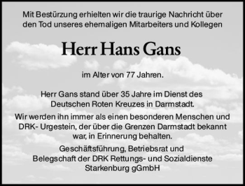 Traueranzeige von Hans Gans von vrm-trauer