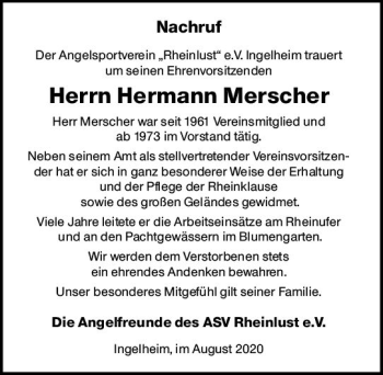 Traueranzeige von Hermann Merscher von vrm-trauer