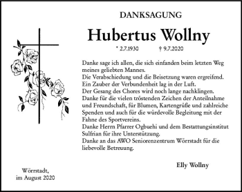 Traueranzeige von Hubertus Wollny von vrm-trauer