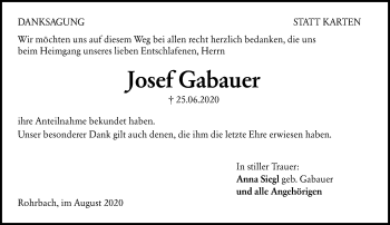 Traueranzeige von Josef Gabauer von vrm-trauer