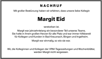 Traueranzeige von Margit Eid von vrm-trauer