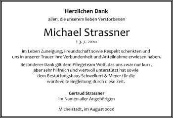 Traueranzeige von Michael Strassner von vrm-trauer