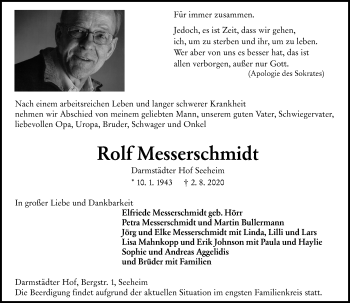 Traueranzeige von Rolf Messerschmidt von vrm-trauer