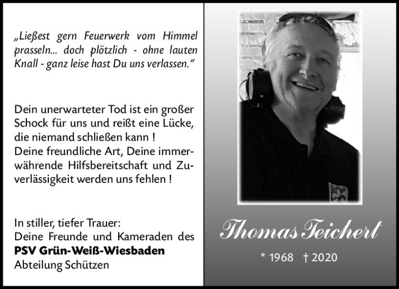  Traueranzeige für Thomas Teichert vom 14.08.2020 aus vrm-trauer