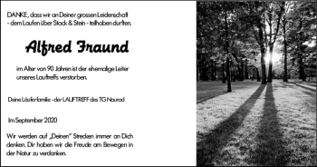 Traueranzeige von Alfred Fraund von vrm-trauer