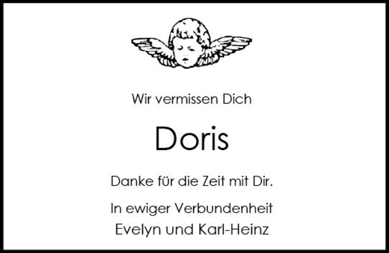  Traueranzeige für Doris  vom 26.09.2020 aus vrm-trauer