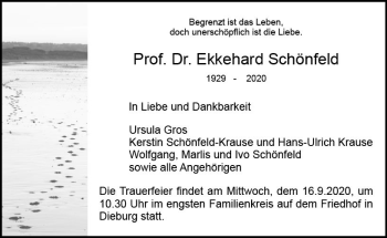 Traueranzeige von Ekkehard Schönfeld von vrm-trauer