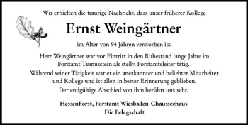 Traueranzeige von Ernst Weingärtner von vrm-trauer