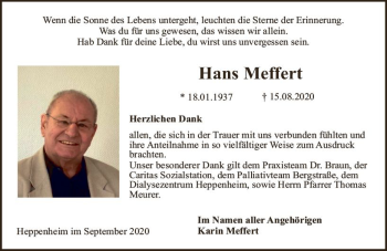 Traueranzeige von Hans Meffert von vrm-trauer