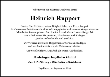 Traueranzeige von Heinrich Ruppert von vrm-trauer